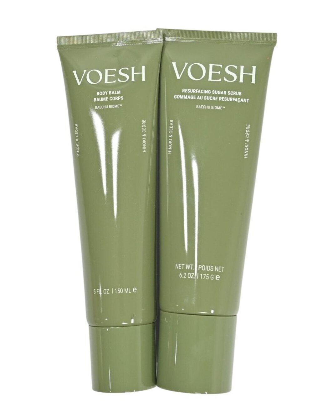 Voesh Body Balm & Resurfacing Sugar Scrub Glowing Skin Duo in Hinoki & Cedar